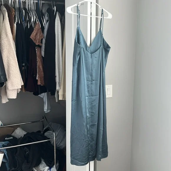 Club Monaco Button Detail Slip Dress Blue Dusk, NWT - Picture 9 of 9